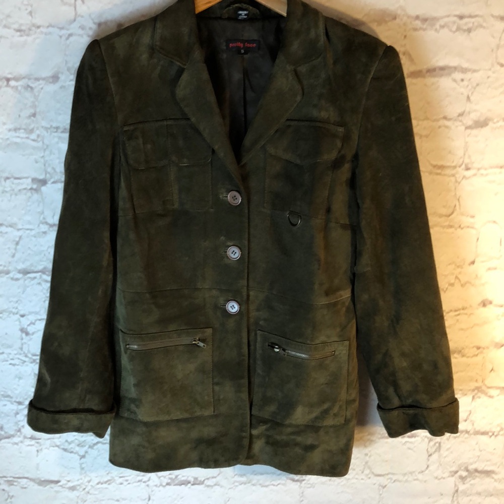 PRETTY FACE OLIVE GREEN LEATHER JACKET